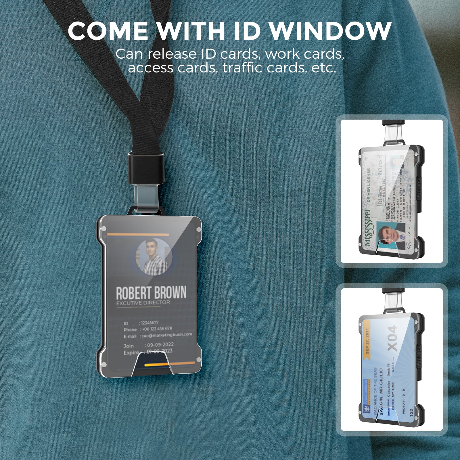 AHASTYLE WG90 Badge Holder Wallet with Lanyard Aluminium Alloy RFID Blocking Office ID Card Holder AHASTYLE WG90 Badge Holder Wallet with Lanyard Aluminium Alloy RFID Blocking Office ID Card Holder
